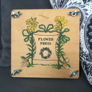 Vintage Dutch Wooden Adjustable Flower Press " Bloemen Pers " Made In Holland
