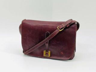 Vtg Levenger - Burgundy Leather Messenger Shoulder Laptop Business Portfolio Bag