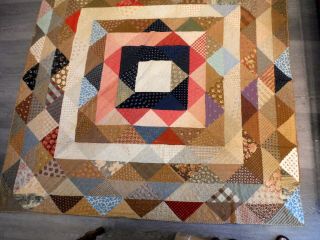 Antique Quilt Hand Pieced & Quilted Concentric Pattern 77 " X 80 " P1314