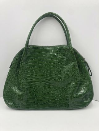 Vintage DONNA DIXON Green CROC EMBOSSED Leather HOBO Shoulder Bag TOTE 3