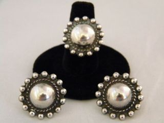 Vintage Sterling Silver Ring & Earrings Set