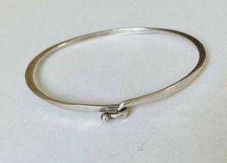 Vintage James Avery Sterling Silver Hammered Hook On Bangle Bracelet 7.  25”
