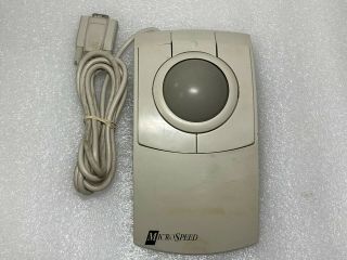 Vintage 1991 Microspeed Pc - Trac Trackball Serial Version Mouse - 9 Pin Q2/4
