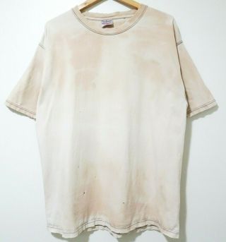 XL Vtg Early 90s Pale Tan Blank Faded Thrashed Distressed Skate Grunge T - Shirt 2
