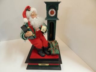 Vintage Christmas Holiday Creations Santa Grandfather Clock Plays Music