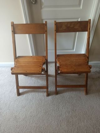 2 Vintage Wooden Folding Chairs Made In Yugoslavia Mid Century Wood