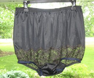 Custom Vanity Fair Nylon Black Lace Mushroom Gusset Granny Panty 40w