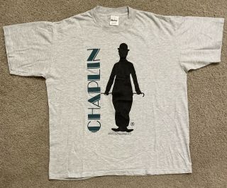 Vintage 90s Charlie Chaplin Shirt Silent Film Actor The Tramp Gray Men’s Xl Rare