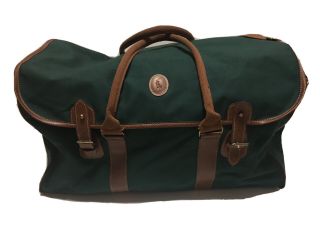 Vintage Polo Ralph Lauren Green Travel Bag Leather Trim Classic Duffle Bag