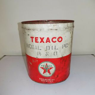 Vintage Texaco Regal Oil 5 Gallon Metal Can Bucket Handle Lid