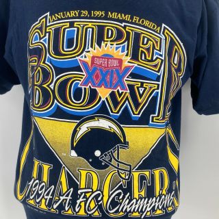 Vtg San Diego Chargers 1994 Afc Conference Champs Bowl Xxix Shirt Sz Large