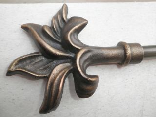 Vintage Solid Metal Floral Finial Curtain Rods - - Set 4 - - Extend 25.  5 " To 46 "