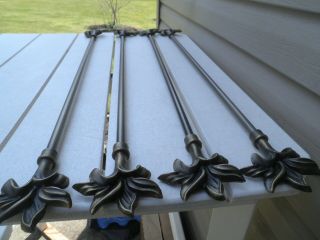 Vintage Solid Metal Floral Finial Curtain Rods - - Set 4 - - Extend 25.  5 