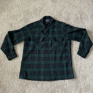 Vintage Pendleton Wool Button Down Shirt Size Large Mens Green Plaid Made In Usa