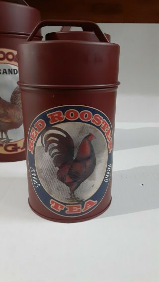 Attractive Set Of 4 Vintage Looks Metal Kitchen Canisters Rooster