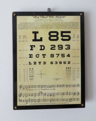 Vtg.  Jaeger Eye Chart For Near Vision Reading Test By J.  E.  L.  1935 Dr.  Lebensohn