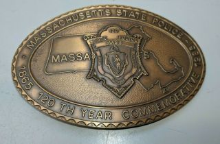 Vintage Massachusetts State Police Highway Patrol Trooper Belt Buckle