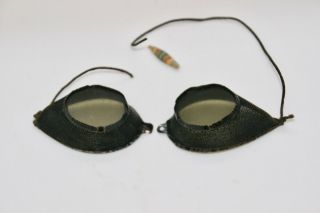 RARE Antique Aviation/Motorcycle Metal Mesh Safety Glasses in Metal Box 2