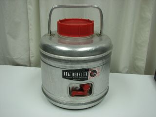 Vintage 1950s Poloron Featherflite 2 Gallon Aluminum Water Jug Thermos Cooler