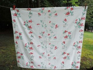 Vintage Wilendur Tablecloth Cherries & Cherry Blossoms 50 X 47