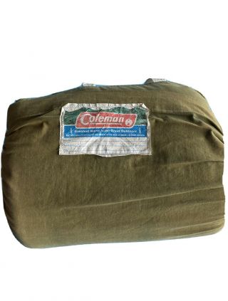Vintage Coleman 1960s Sleeping Bag Green W/ Red Flannel Game Bird Lining