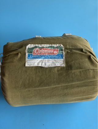 Vintage Coleman 1960s Sleeping Bag Green W/ Red Flannel Game Bird Lining 3