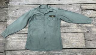 Vintage Us Army Og 107 Cotton Sateen Fatigue Shirt Vietnam Era 1960s