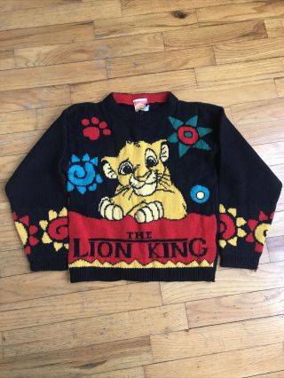 Vintage 90s Disney The Lion King Simba Kids Usa Youth Crewneck Sweater 7/8