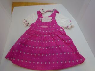 Vtg Oshkosh B’gosh Vestbak Overalls Dress Shirt Pink Strawberry Toddler Size 3t