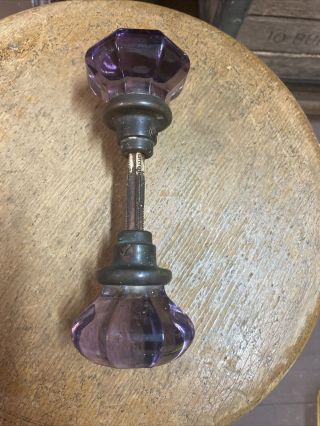 Vintage 8 Point Amethyst Purple Glass Door Knob