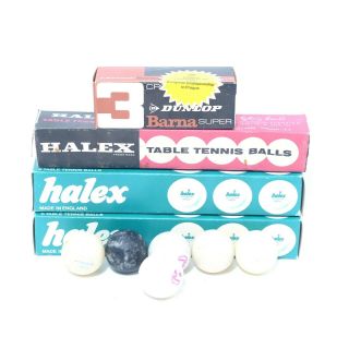 17x Vintage Table Tennis Balls Haldex & Dunlop Barna - As & W/ Boxes