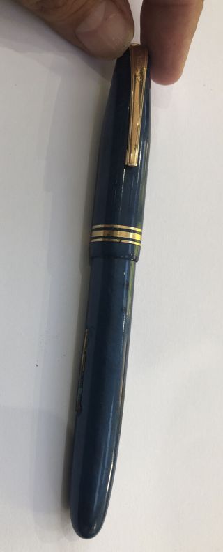 Vintage Burnham No.  60 Blue Fountain Pen - 14k Gold Nib