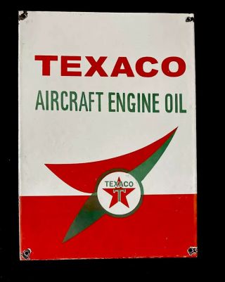 Vintage Texaco Aircraft Engine 12” Porcelain Sign Car Truck Oil Gas Gasoline