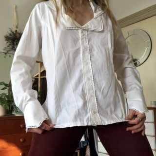 Vintage FRENCH DESIGNER White Button Up Shirt Size S - M 2