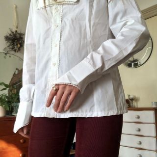 Vintage FRENCH DESIGNER White Button Up Shirt Size S - M 3