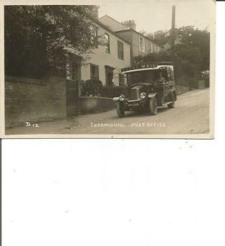 Charmouth: Rare Vintage R/p Showing Post Office,  Royal Mail Van & Chauffeur
