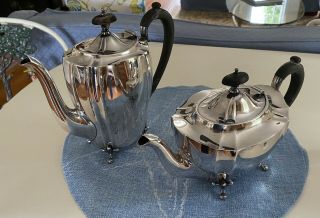 2 Vintage Kingsway Hard Soldered Silver Coffee/tea Pots 8 " H.