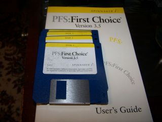 Spinnaker Vintage Pfs First Choice Version 3.  5 For Ibm Pc,  Xt,  At