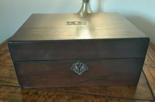 Vintage Antique Wooden Mother Of Pearl Box