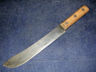 Large Vintage Wwii Era 10 " Carbon Steel Butcher Knife Premium &