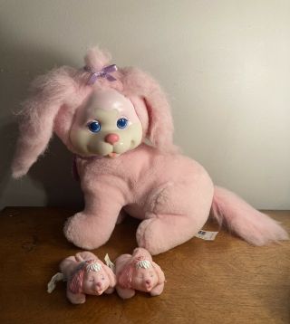 Vintage 1993 Puppy Surprise Light Pink Plush Stuffed Dog W/ 2 Babies 8785 Hasbro