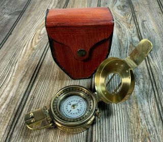 Nautical Marine Vintage Polished Brass Wwii Military Pocket Compass Antique Gift