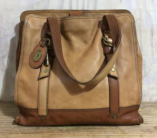 Fossil Long Live Vintage Brown Leather Handbag Purse