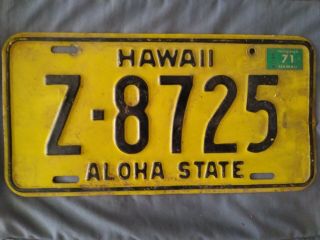 Vintage License Plate,  Hawaii 1971.  The Holy Grail For License Plate Collectors.
