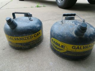 2 Vintage Eagle Model 401 Galvanized Blue Gas Can,  1 Gallon