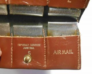 Leather stamp wallet,  Austria,  1950s vintage,  with inserts,  closure snap 3