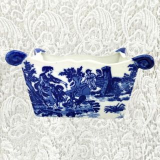 Victoria Ware Ironstone Cobalt Blue White French Country Planter Flow Blue Vtg