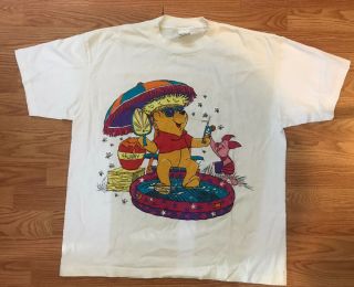 Vintage 90s Winnie The Pooh T - Shirt Size Xl Walt Disney Store Tigger Summer
