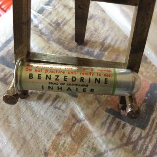 Vintage Benzedrine Inhaler Bullet Shape Tin Sample - Smith,  Kline & French Labs