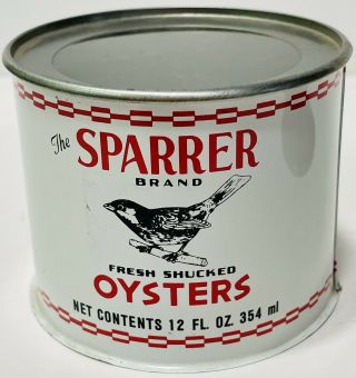 Oyster Can Tin Sparrer Oysters Seaford Virginia Pint Vintage
